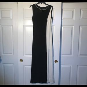 Elegant color block Calvin Klein evening gown
